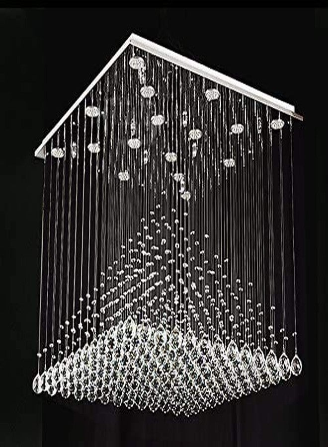 CRYSTA WORLD K9 4 Watts Crystal Chandelier Light Fixture,White,Square - Image 1